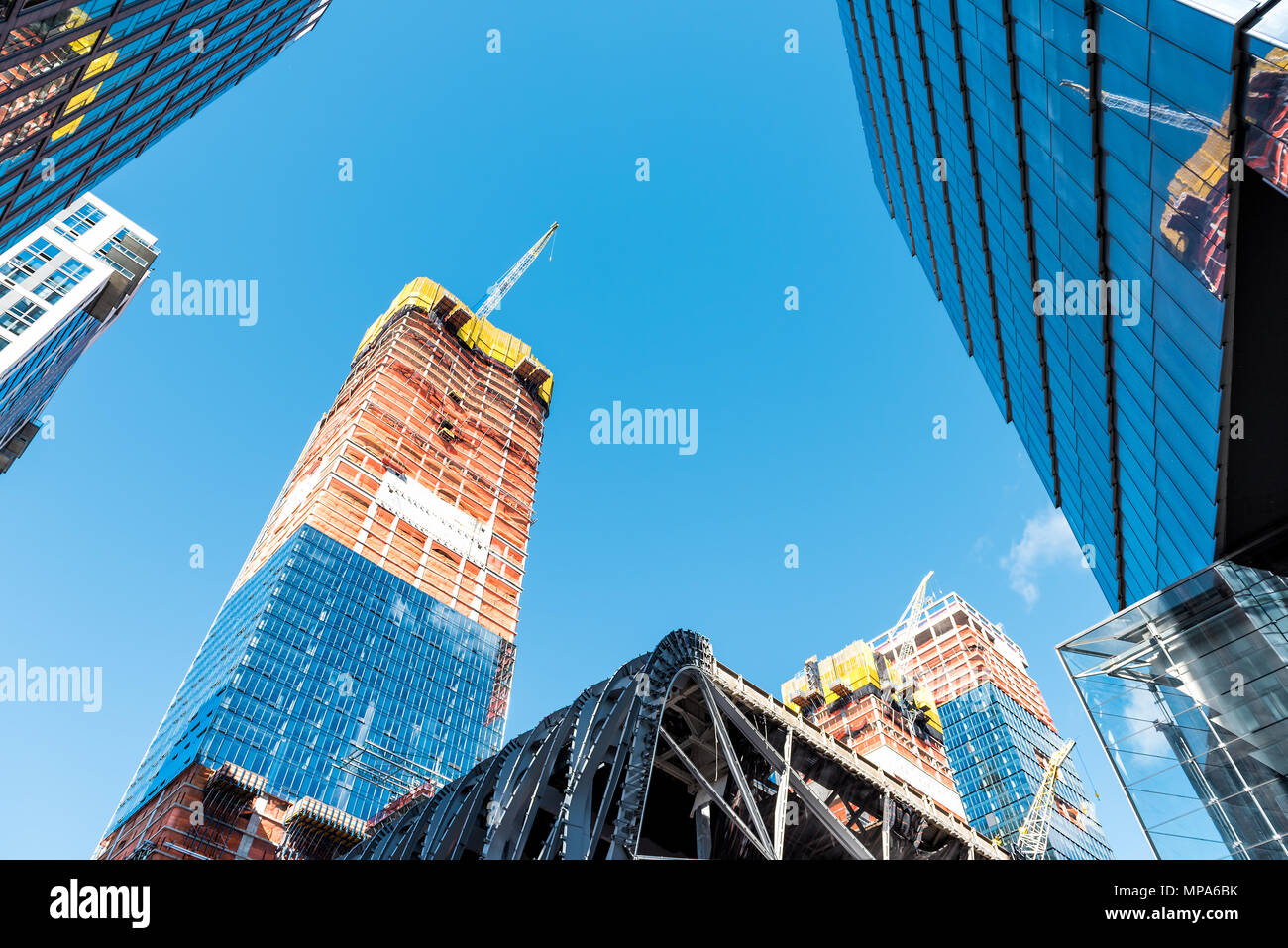 New York City, USA - 30. Oktober 2017: Konstruktion Entwicklung am Hudson Yards in Manhattan, NEW YORK CITY, Chelsea West Side von Wohnungen, Stockfoto