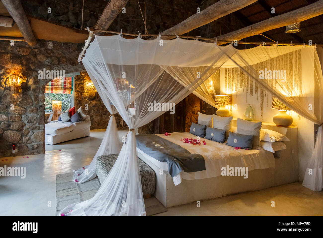 Luxuriöse Unterkunft, Interieur der Zimmer im Kaya Mawa, Likoma