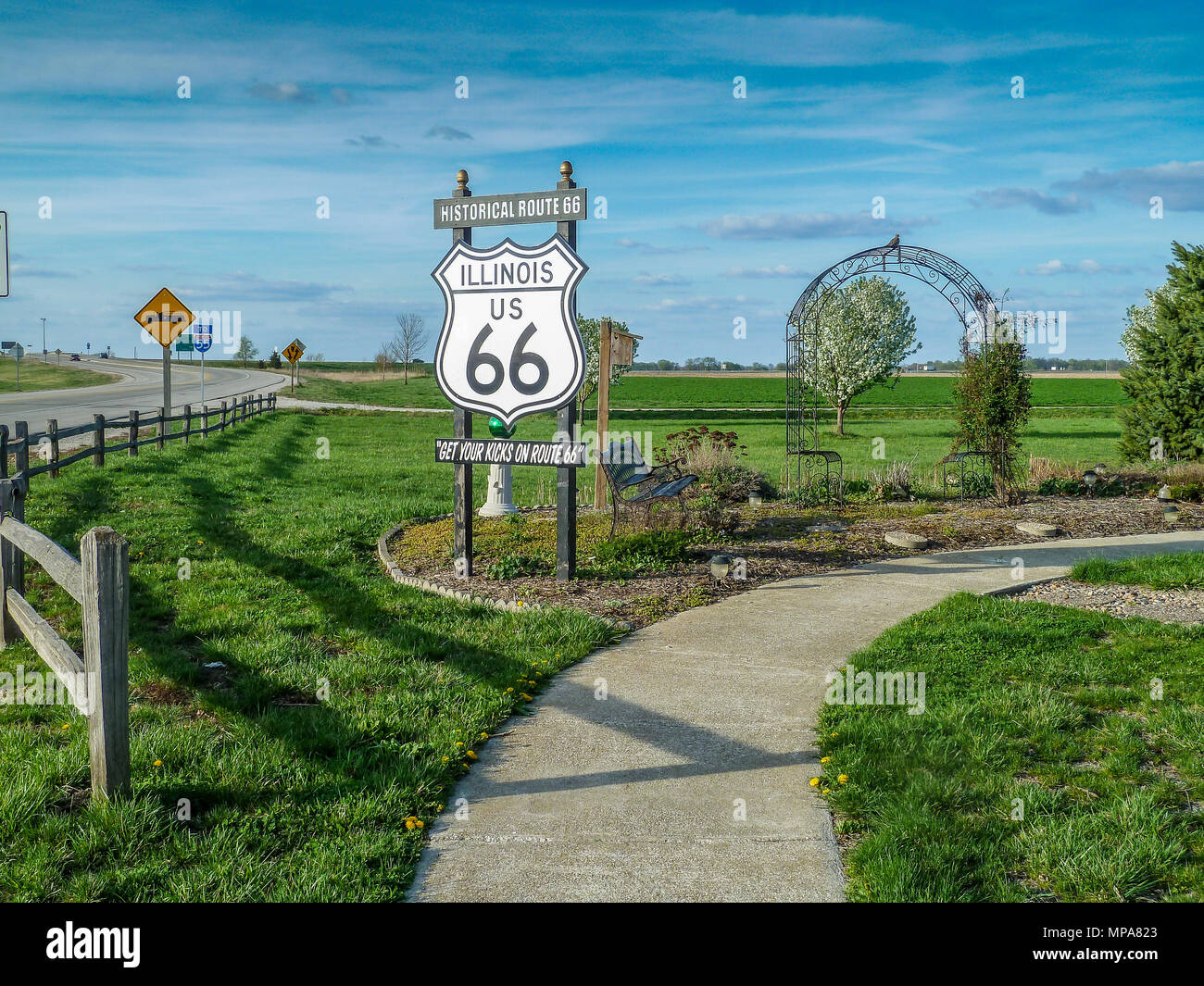 Historische Route 66 sign in Illinois Stockfoto