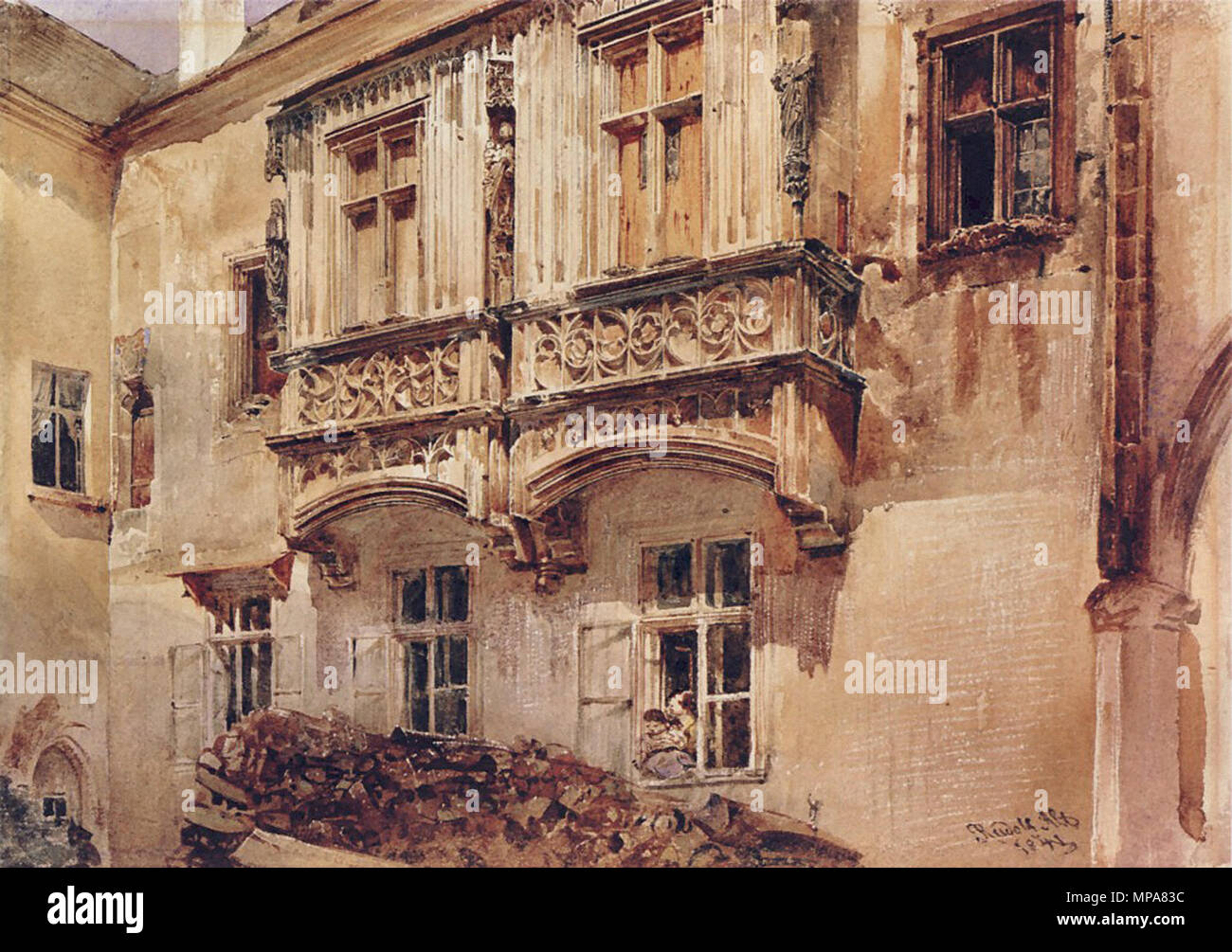 Alt Rudolf Von-Gotischer Erker Stockfoto