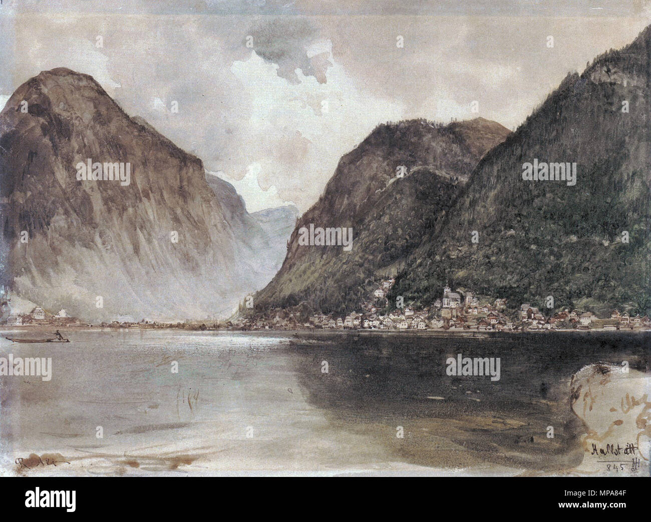 Rudolf von Alt - Hallstatt Stockfoto