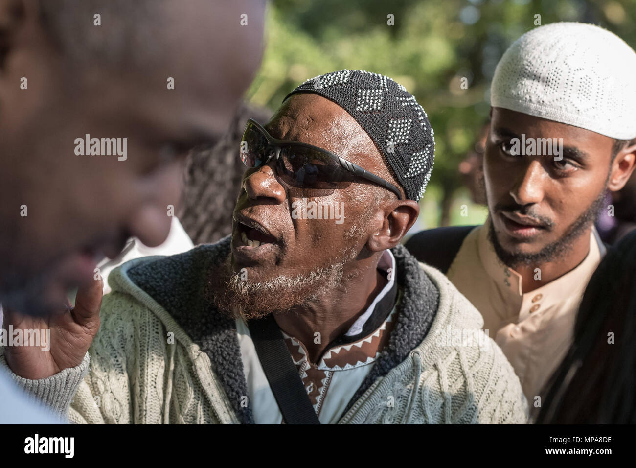 Predigt und Debatten an Speakers' Corner, der öffentliche Raum des Hyde Park in London. Stockfoto