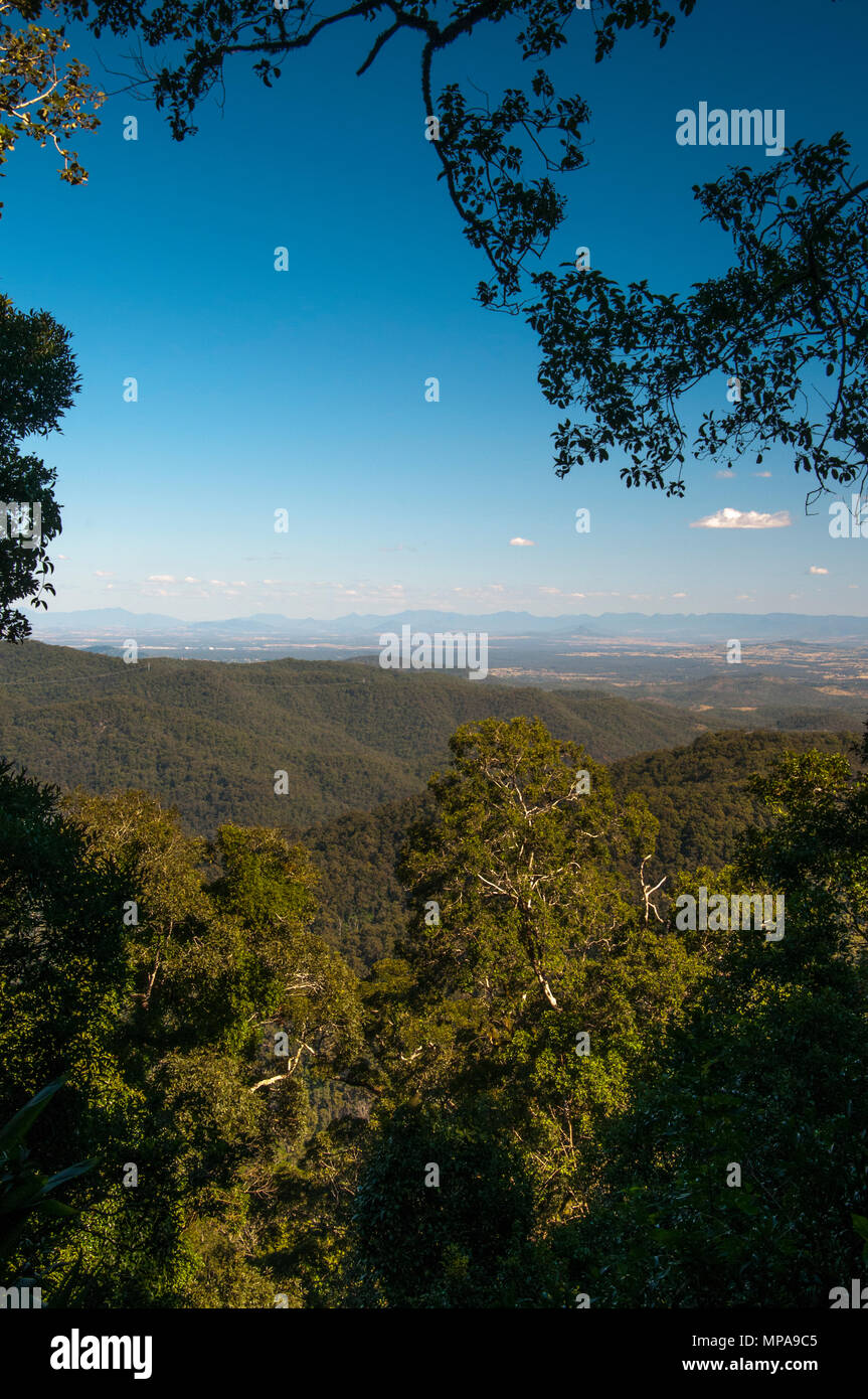 Blick nach Süden aus westlichen Fenster, Mt Glorreichen, D'Aguilar National Park, Queensland, Australien Stockfoto