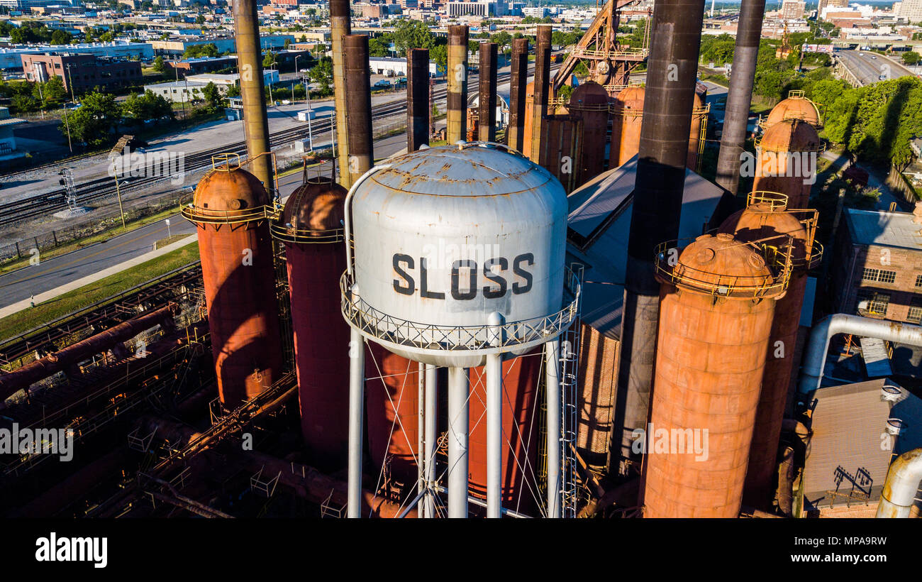Sloss Öfen, Betrieben 1882-1970, am längsten kontinuierlich Hochofen Birmingham, Alabama, USA Stockfoto