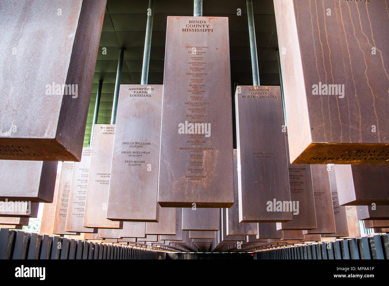 Der Nationalen Gedenkstätte für Frieden und Gerechtigkeit oder nationalen Lynchmord Memorial, Montgomery, Alabama, USA Stockfoto