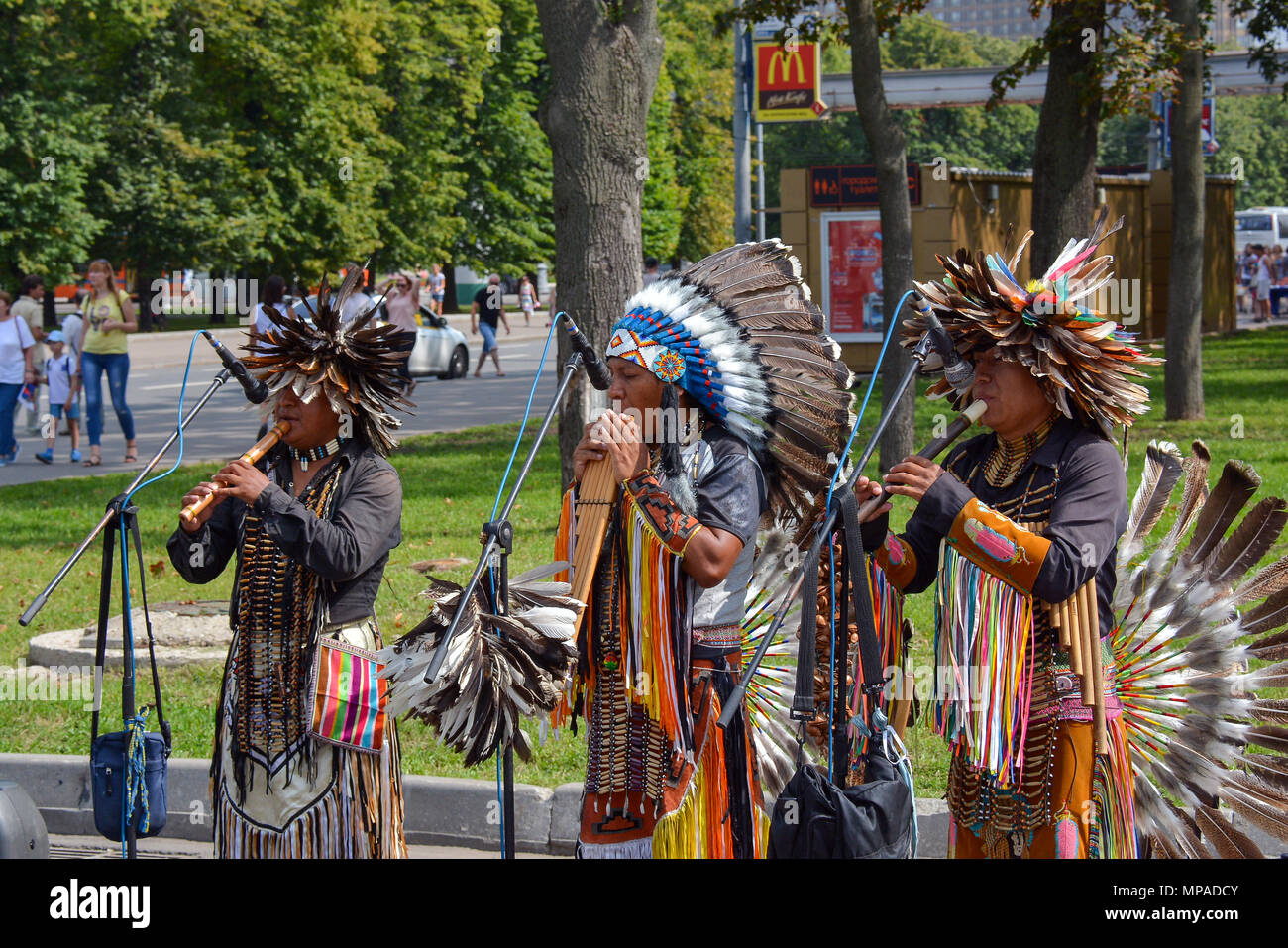 Russland, Moskau, 07. Mai 2018. Straßenmusiker - Inder Stockfoto