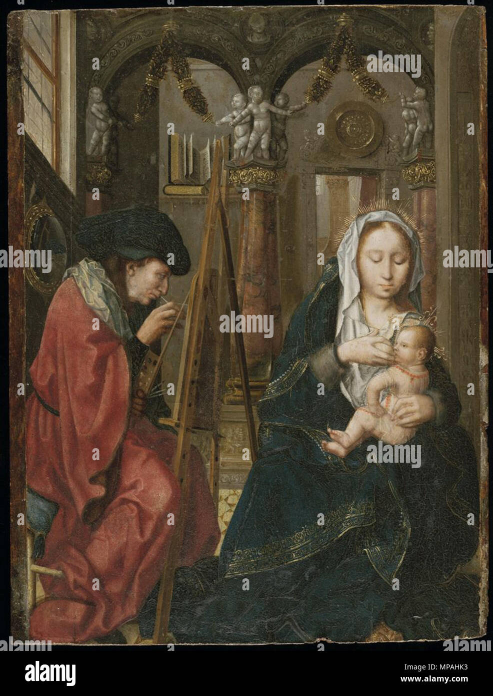 Englisch: Lukas Gemälde der Jungfrau 1510s. 872 Meister der Heiligen Blut - der heilige Lukas Gemälde der Jungfrau Stockfoto