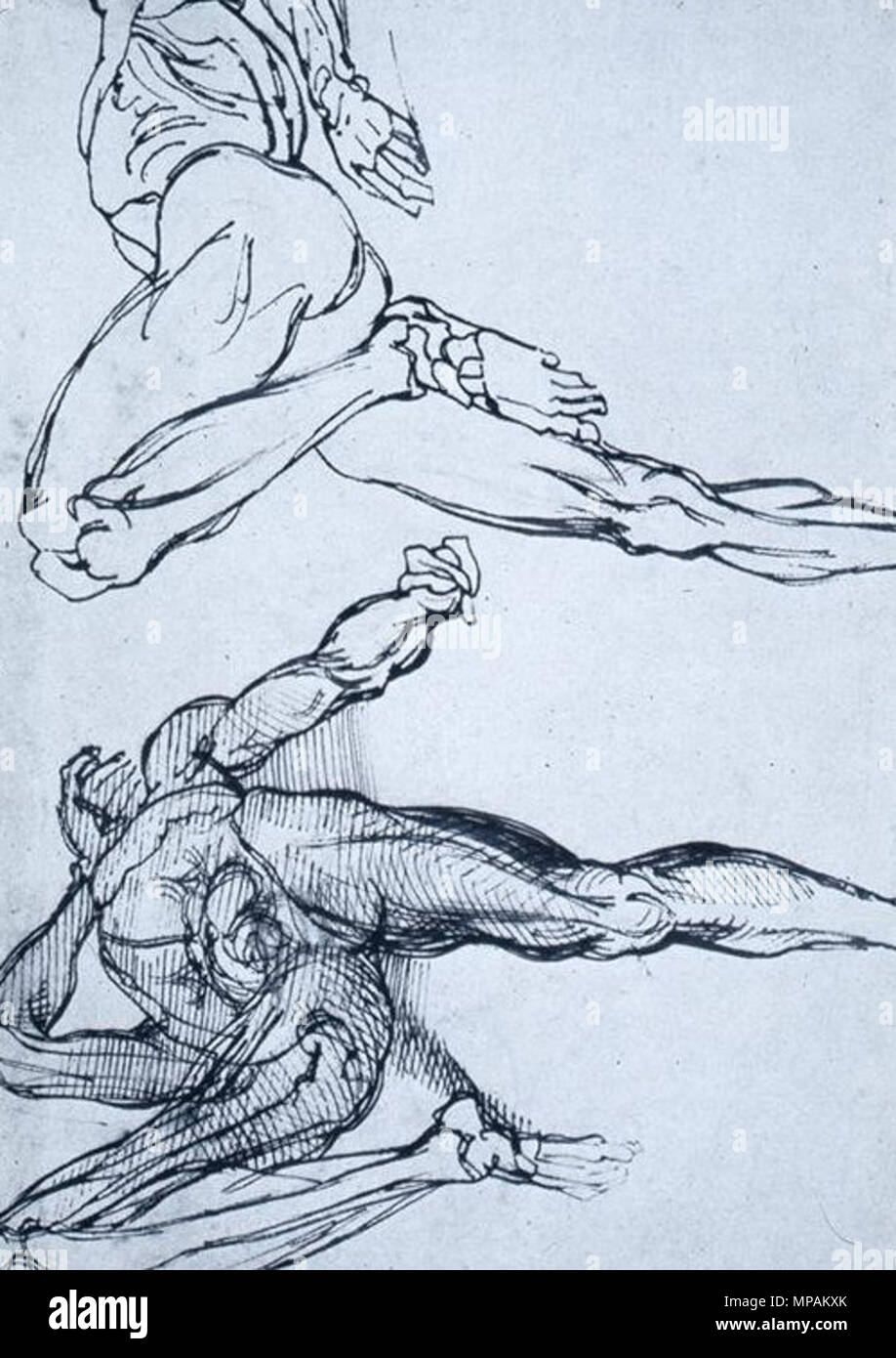 . Tinte Studie für das Floß der Medusa: Zwei geschundenen Kadaver. 24,2 x 34,3 cm. Datum unbekannt (?). Gericault 880 Medusa 11. Stockfoto