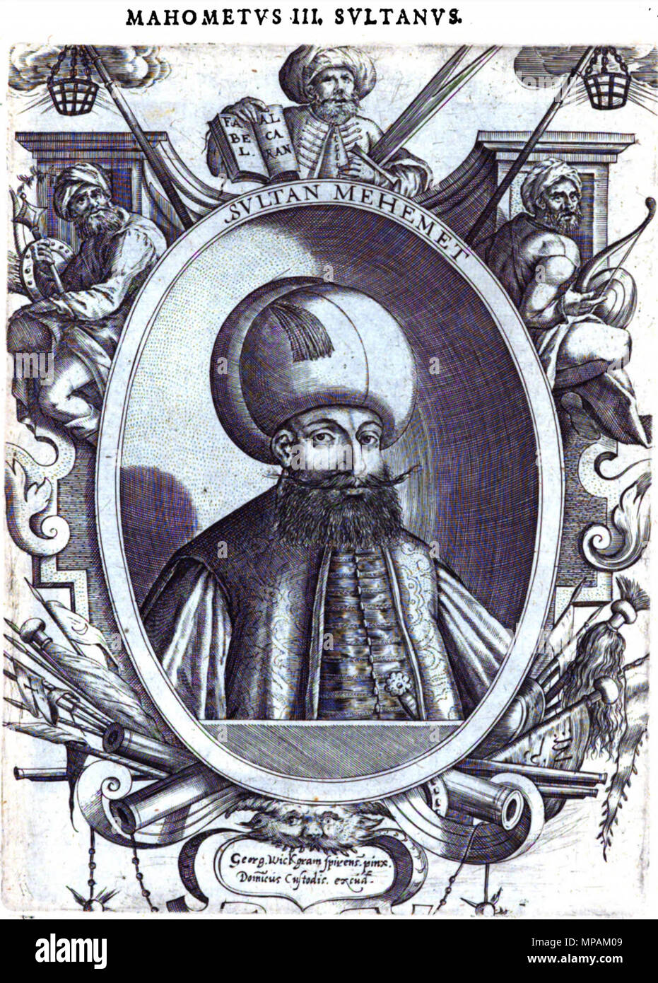 . Latina: Mahometes III. Turcar. Sultán. 2. Januar 1600. Dominicus Custos 880 Mehmed III. Stockfoto