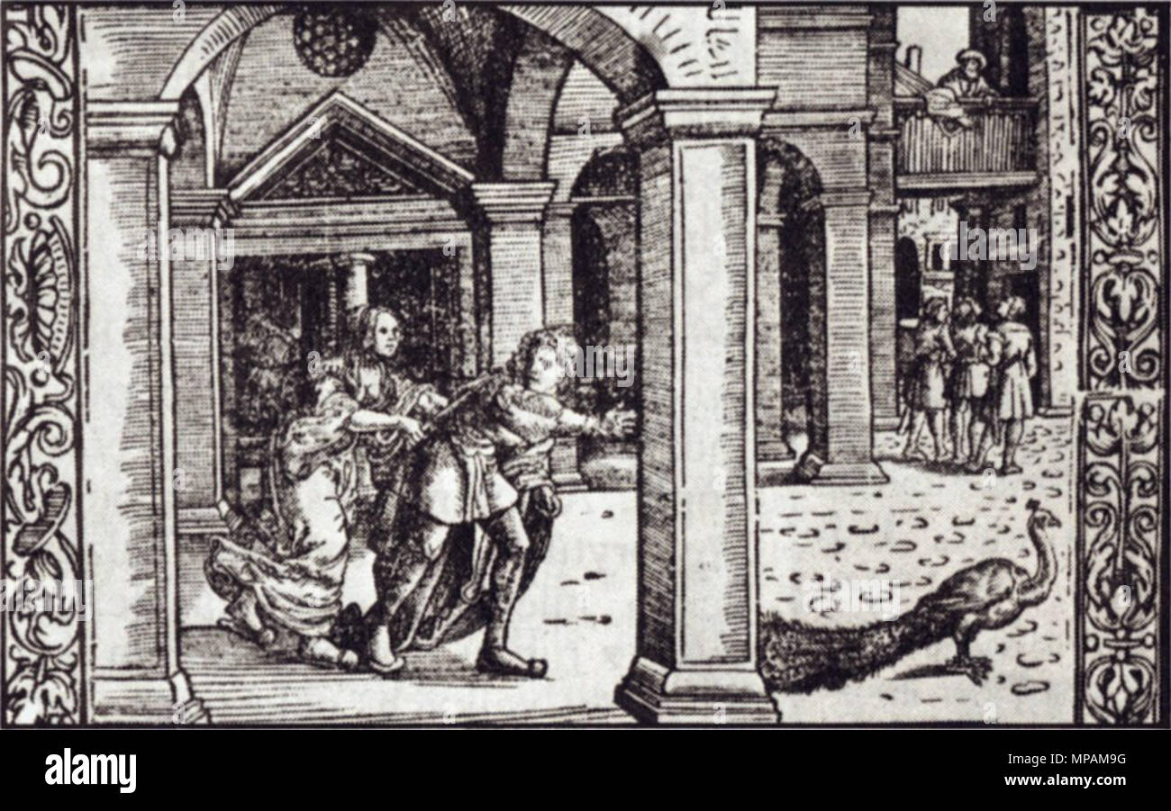 . Čeština: Josef eine Putifarka, dřevořez z Bibel Melantrichovy. 1549. Jiří Melantrich Melantrich z Aventina 881 17. Stockfoto