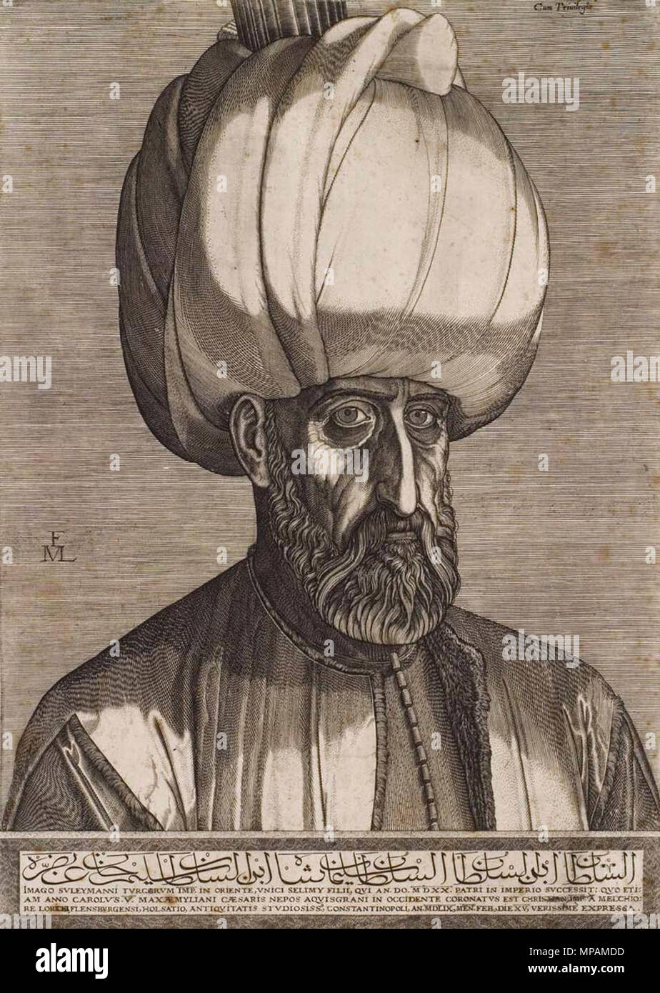Portrait von Sultan Süleyman der Prächtige 1559. 882 Melchior Lorck - Portrait von Sultan Süleyman der Prächtige-WGA 13462 Stockfoto