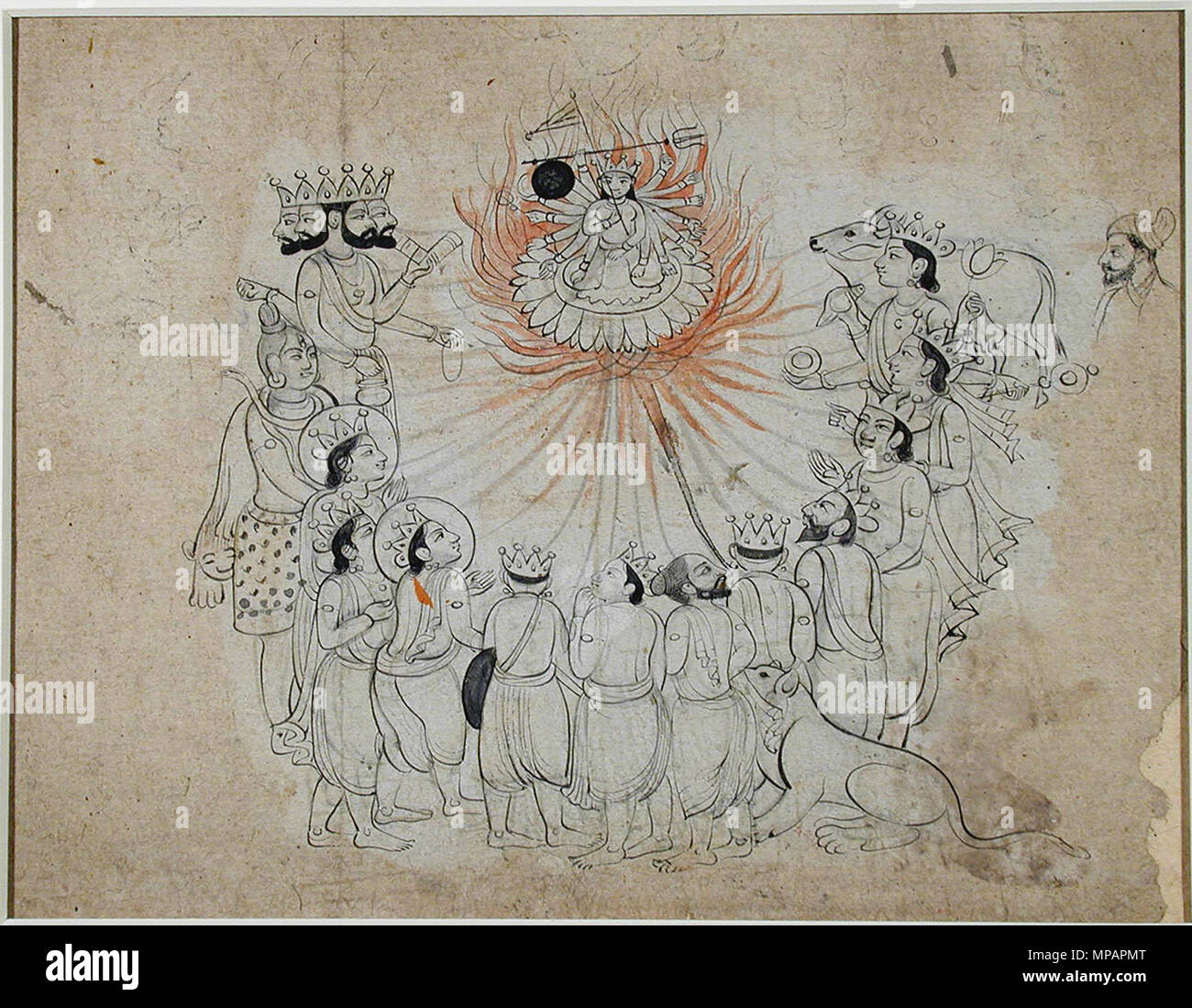 . Englisch: Erstellungsdatum: Ca. 1800? Anzeige Abmessungen: 6 25/32 x 9 3/32 in. (17,2 cm x 23,1 cm) Kreditlinie: Edwin Binney 3 Sammlung Beitritt Artikelnummer: 1990.1201 Sammlung: <a href='Http://www.sdmart.org/art/our-collection/asian-art' rel='nofollow'> Die San Diego Museum der Kunst</a>. 15 Oktober 2001, 11:39:08. Englisch: thesandiegomuseumofartcollection 1114 Shakti umgeben von den Göttern (6124587765) Stockfoto