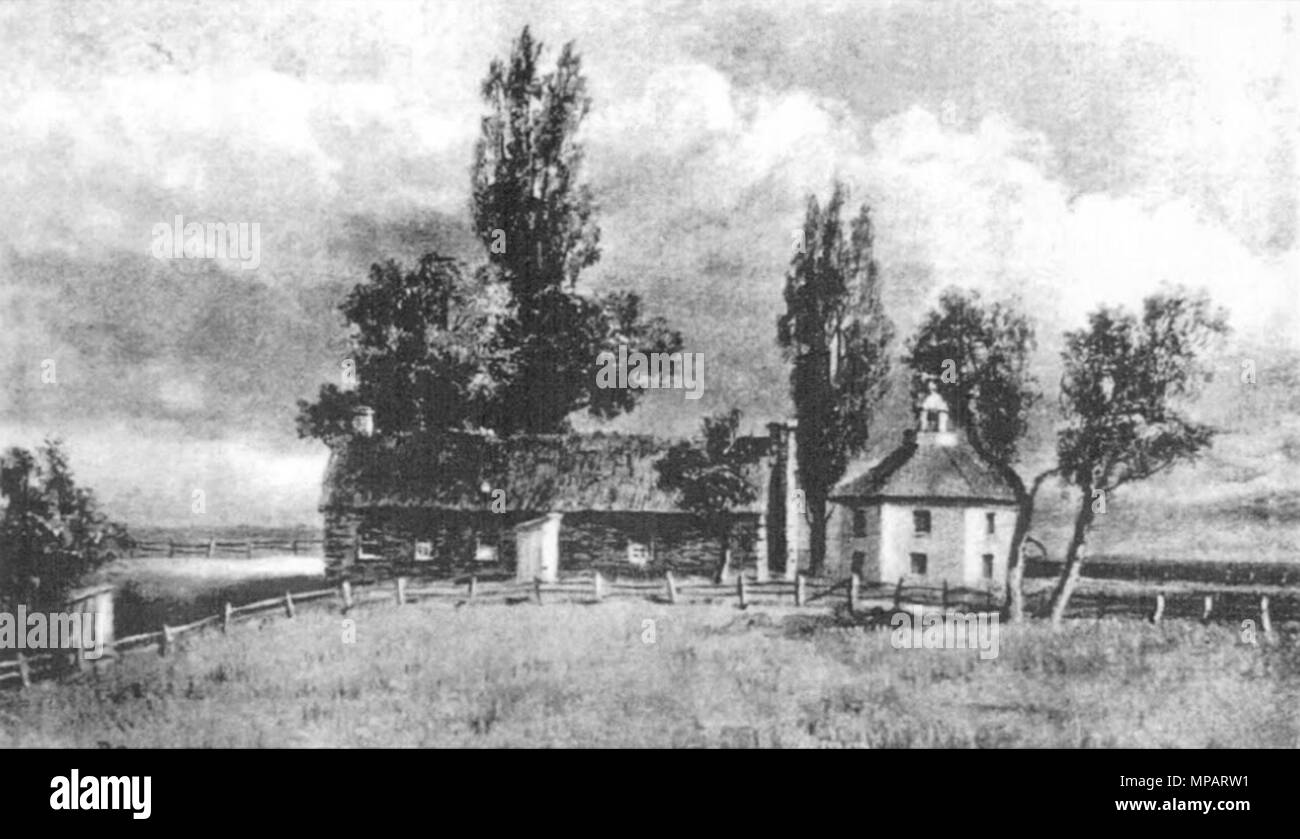 . Englisch: Malerei von Milestown Schule (vormals Armitage Schule genannt) in Osten Oak Lane, Philadelphia. Datum unbekannt zwischen 1818 (Bau der achteckige Gebäude) und 1875 (Ersetzung durch neue Gebäude). Zwischen 1818 und 1875. Unbekannter Künstler, zwischen 1818 und 1875 894 Milestown Schule im Osten Oak Lane, Philadelphia Stockfoto