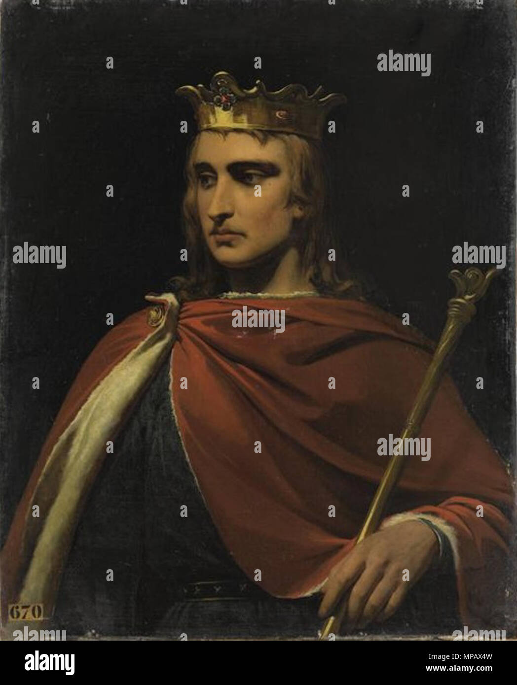 Französisch: Chilpéric II (Vers 670-721) Roi de Neustrie. Porträts der Könige von Frankreich ist eine Serie von Portraits zwischen 1837 und 1838 von Louis Philippe ich in Auftrag gegeben und von verschiedenen Künstlern für das Musée Historique de Versailles gemalt. . 1838. 904 Chilperic Monvoisin - II. Stockfoto