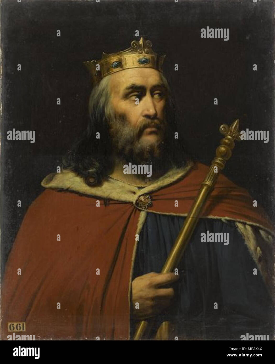 Französisch: Clotaire II, dit le Jeune (584-629) Roi de Neustrie et roi des Francs en 613 Chlothar II der Junge, König von eulengattung und König der Franken. Porträts der Könige von Frankreich ist eine Serie von Portraits zwischen 1837 und 1838 von Louis Philippe ich in Auftrag gegeben und von verschiedenen Künstlern für das Musée Historique de Versailles gemalt. . 1837. 904 Monvoisin - CHLOTHAR II. Stockfoto