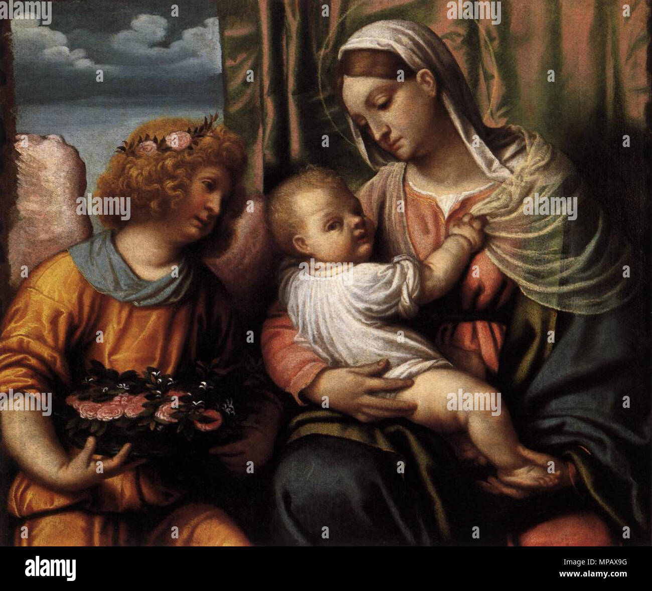 Madonna und Kind 1540s. 905 Moretto da Brescia - Jungfrau und Kind - WGA 16233 Stockfoto