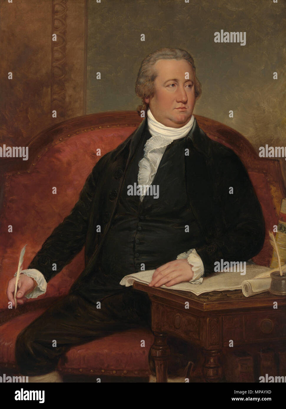 . Englisch: Kopie von Joseph Wright's Portrait 1790 von Friedrich A.C. Muhlenberg. Muhlenberg diente als erster Redner der USA Haus Vertreter. Waugh malte diese Kopie 80 Jahre nach dem Muhlenberg Tod. Beachten Sie, dass Waugh Hintergrund und die Farbe der Polsterung des Vorsitzenden geändert. . 1881. 911 Muhlenberg Stockfoto