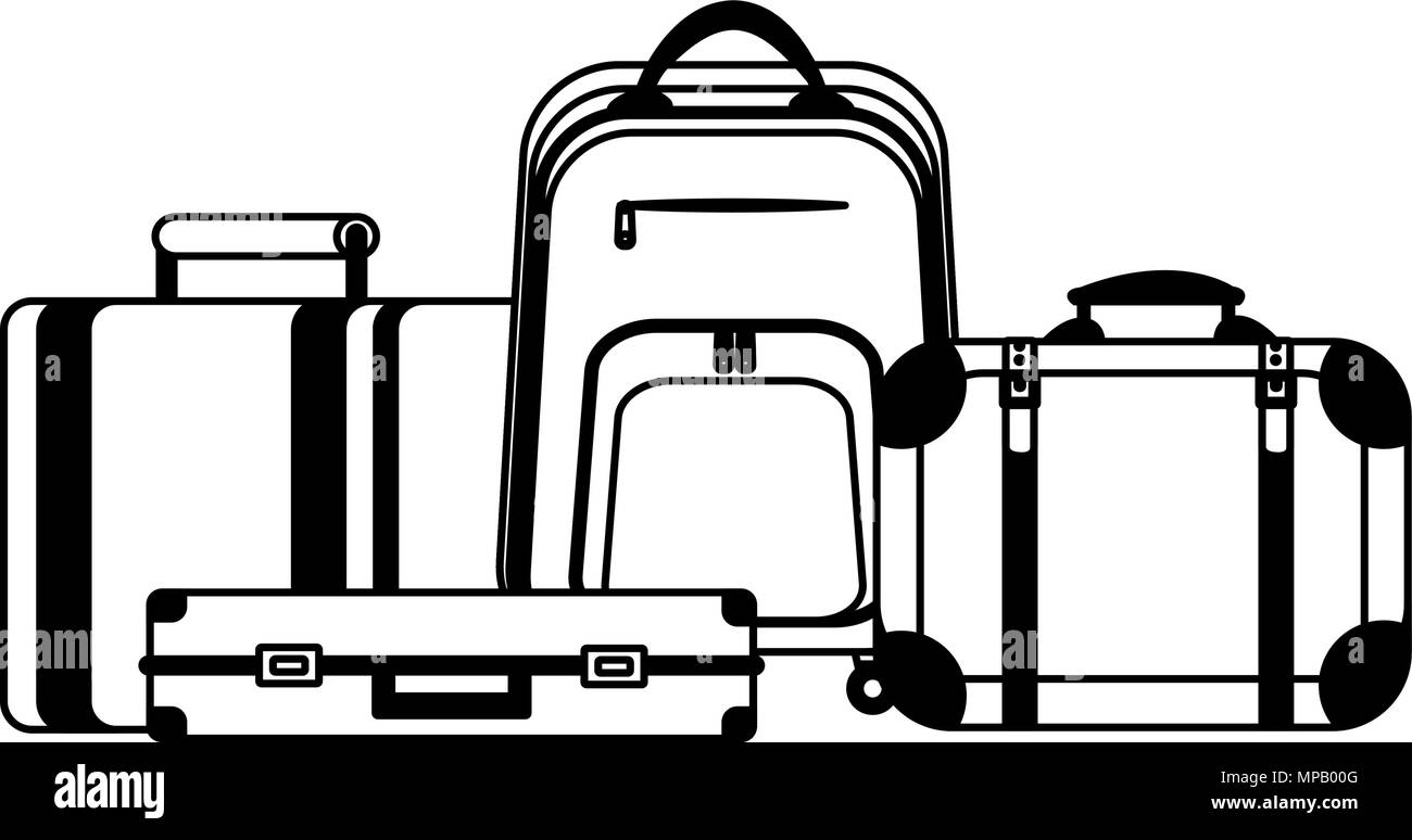 Reisegepäck in Schwarz und Weiß Stock Vektor