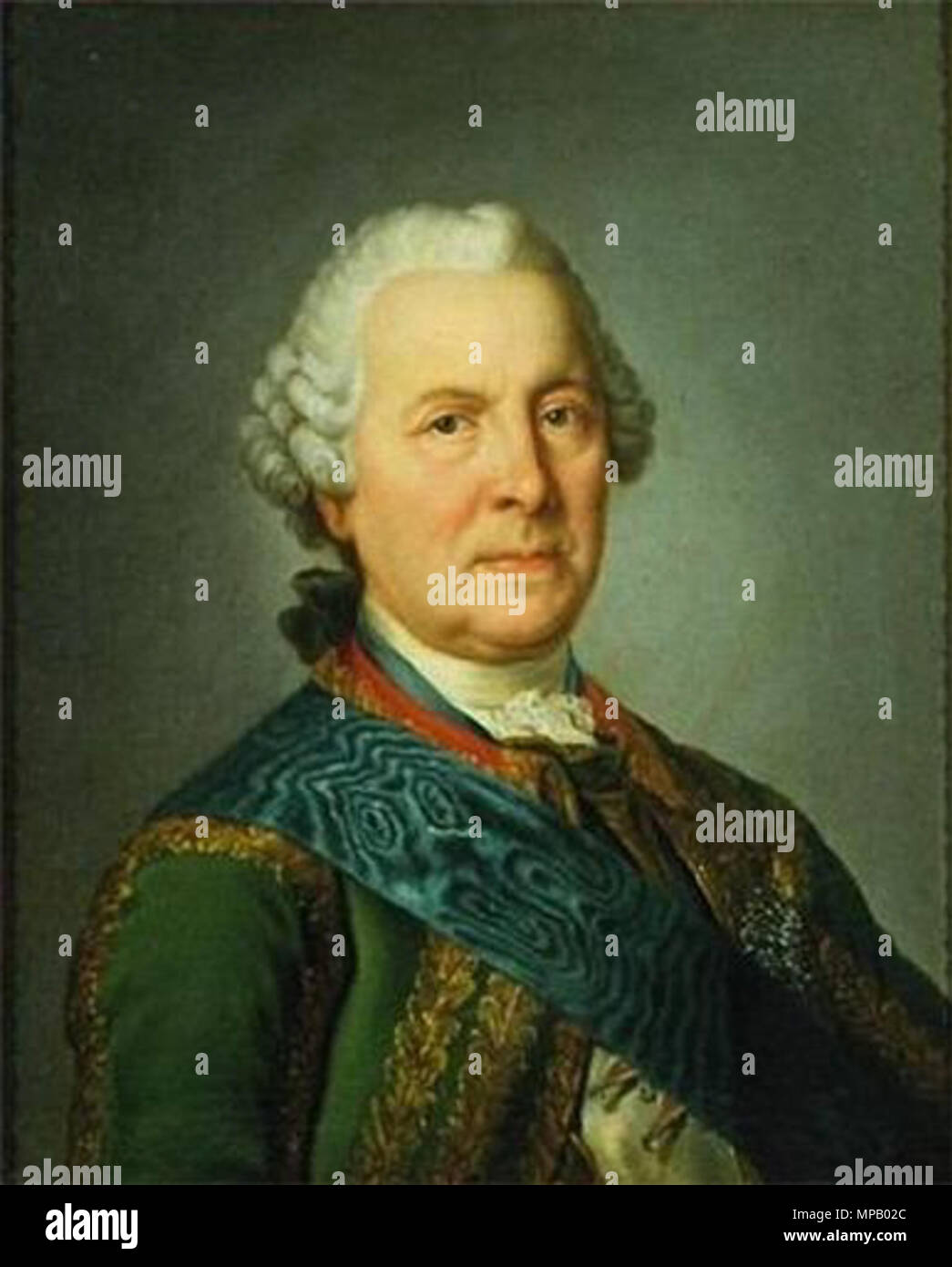 Portrait von General-Feld-marchall Burchard Christoph Graf von Münnich (1683-1757). Portrait von General-Feld-marchall Burchard Christoph Graf von Münnich. Im ersten Quartal des 19. Jahrhunderts. Kopie nach dem Original in der Mitte/Ende des 18. Jahrhunderts. Im ersten Quartal des 19. Jahrhunderts (die Kopie), aus dem 18. Jahrhundert (Original). 912 Münnich GIM erste Hälfte 19. Jahrhundert Stockfoto