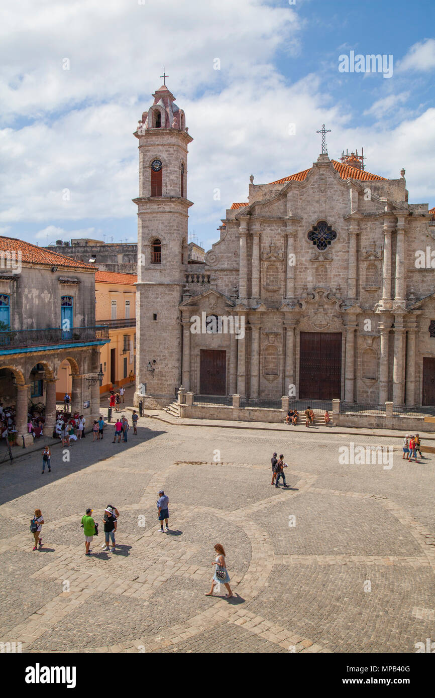 Kuba, Ciudad De La Habana Provinz, La Havanna, aufgeführt als Welterbe, Domplatz und Catedral De La Virgen Maria de La Habana Vieja-Bezirk Stockfoto