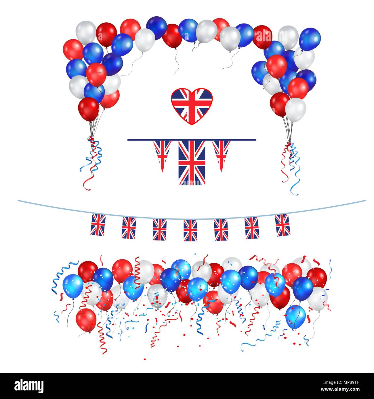 Großbritannien Union Jack Flagge Ballons Stock Vektor