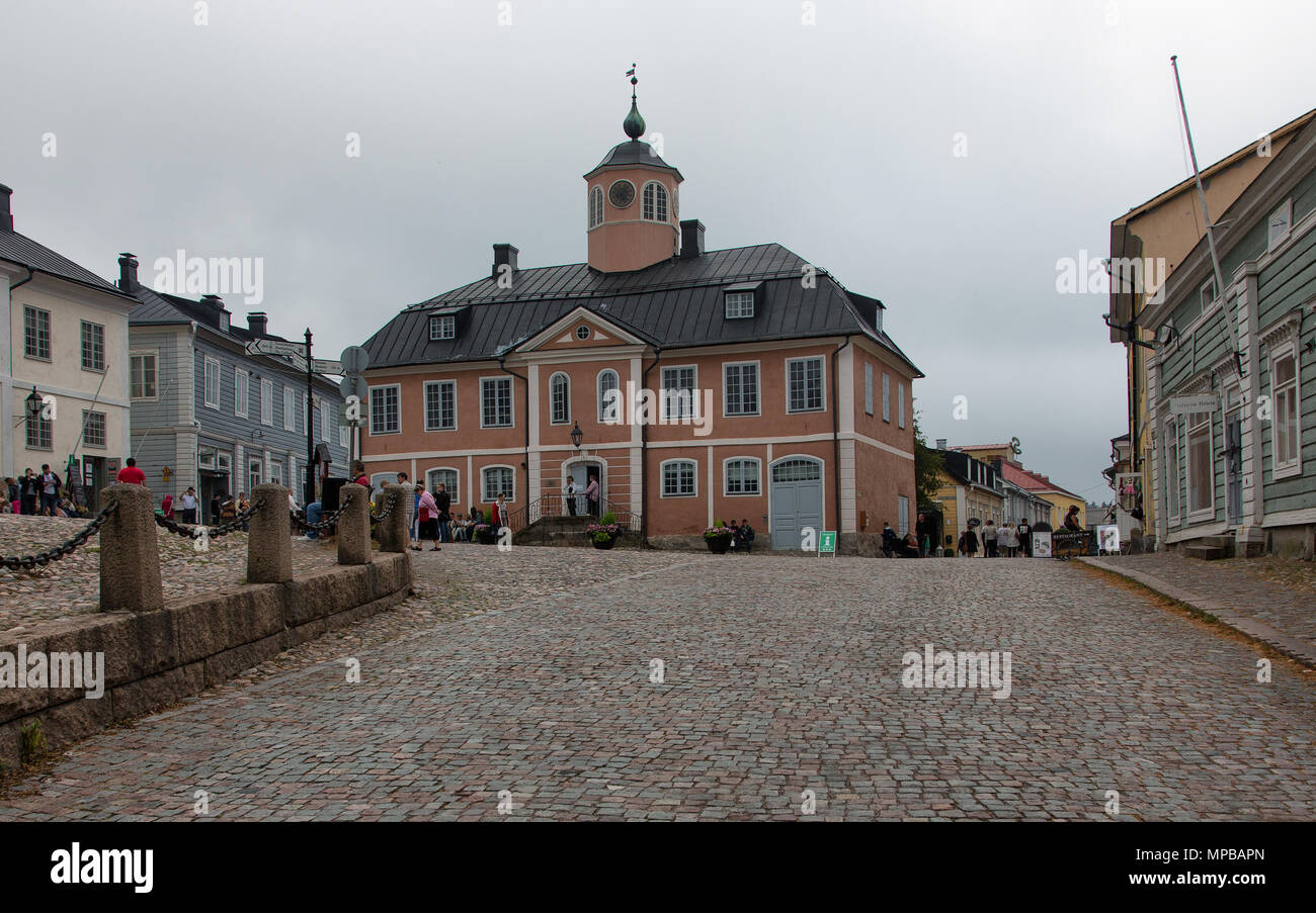 Finnland - Porvoo. Das alte Rathaus in Porvoo. Stockfoto