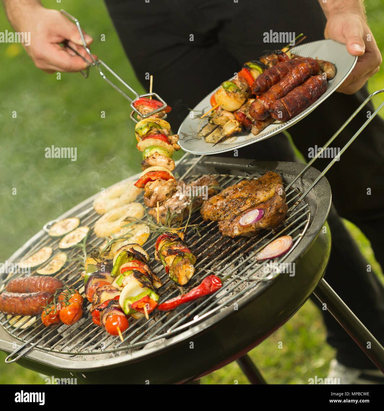 Close-up Sommer Grill im Garten Stockfoto