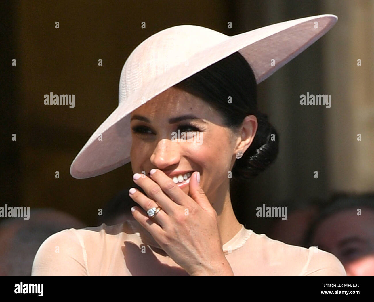 Die Herzogin von Sussex bei einer Gartenparty am Buckingham Palace in London, die Sie als Ihre erste royal Engagement nach verheiratet zu sein. Stockfoto