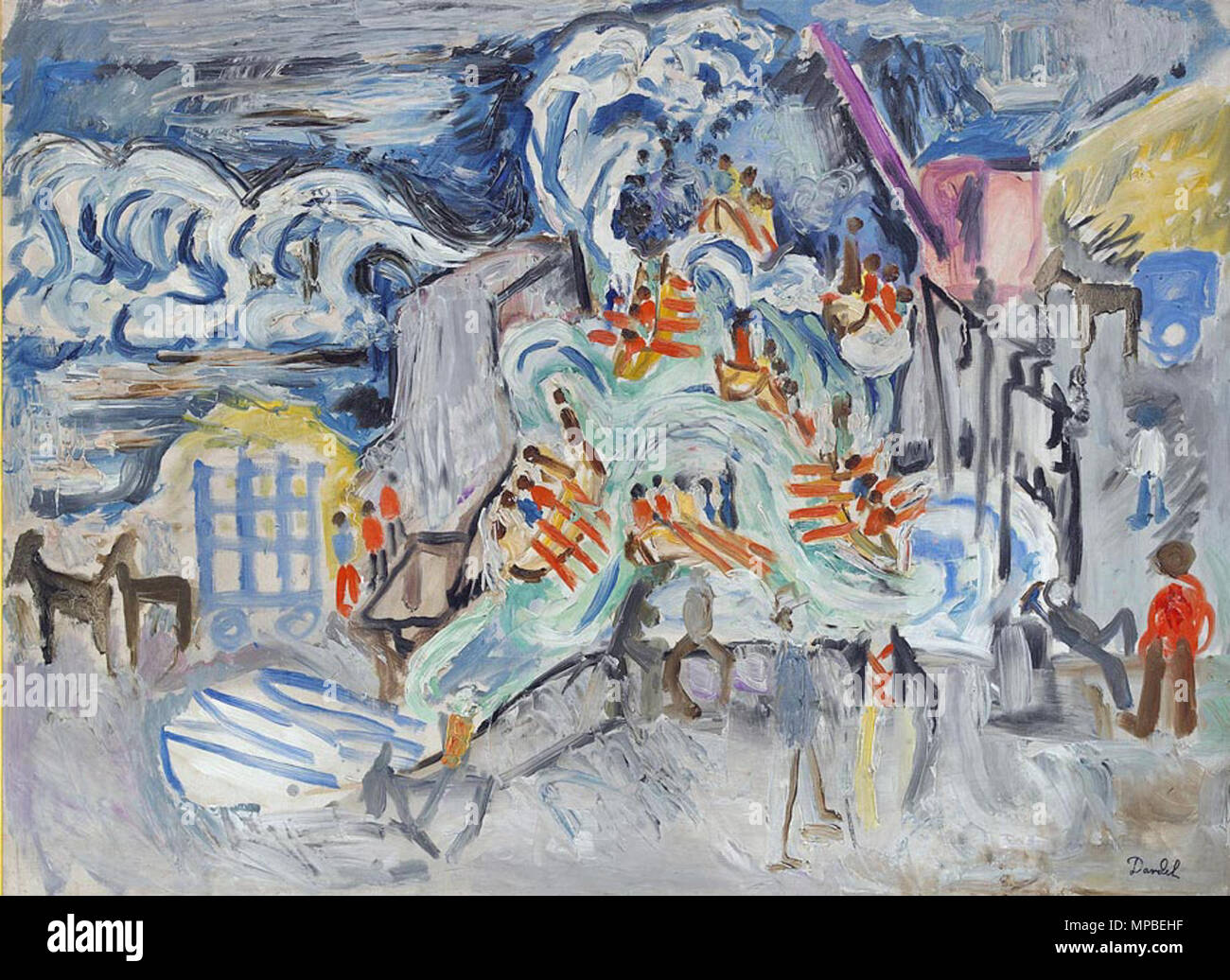 . Malerei von Nils Dardel, Info zu kommen. -1943. 921 ND 99 Hamn Stockfoto