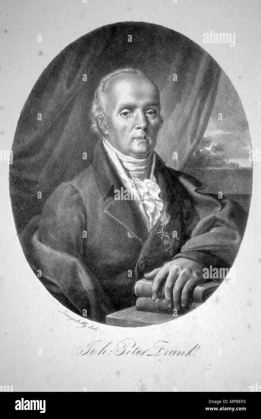 OLYMPUS DIGITALKAMERA. Deutsch: Johann Peter Frank (1745-1821), deutscher Arzt, Gesundheitspolitiker. Lithographie von Josef Lanzedelli d. Ä., Ca. 1820. ca. 1820. Josef Lanzedelli d. Ä. (1772-1831) 727 Johann Peter Frank Litho Stockfoto