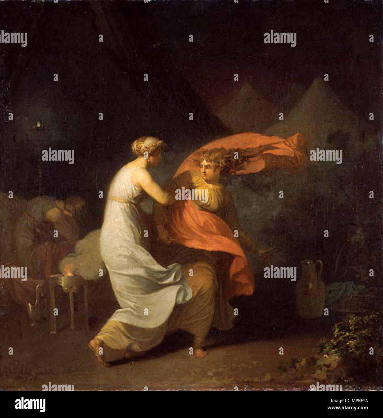 Julia und Fulvia. Norsk Bokmål: Nicolai Abildgaard: Julia og Fulvia, 1800. Olje på lerret. Mål: 47 x 46,5 cm. Ervervelse: Kjøpt ich 2000. 1800. 926 Nicolai Abildgaard Julia og Fulvia Stockfoto