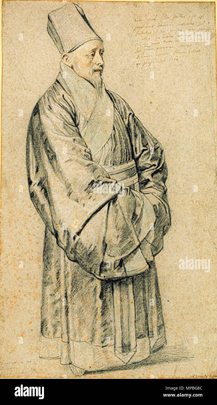 Portrait von Nicolas Trigault in der chinesischen Tracht. Peter Paul Rubens, der diese Zeichnung von Nicolas Trigault in chinesischem Kostüm, wenn der Jesuit, Missionar zu China wurde in Antwerpen. 1617. 927 NicolasTrigaultInChineseCostume Stockfoto
