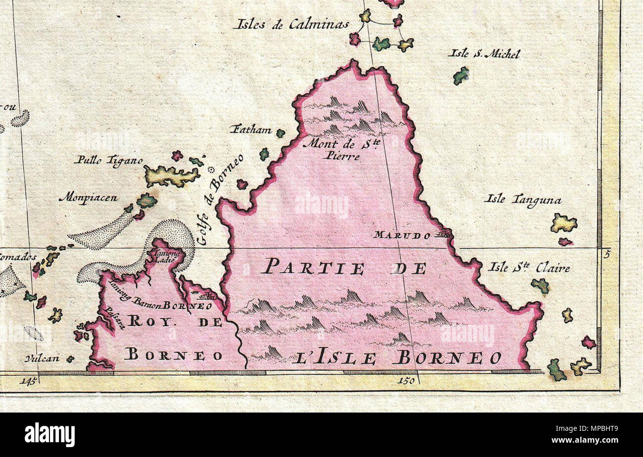 . Englisch: Nördlichen Borneo. Dieses 1710 Ottens Karte ist ein Beispiel, wo Mount Kinabalu auf Borneo als Mount St. Pierre in alten Karten von Europäischen Kartographen aus aufgerufen wurde. ca. 1710 (undatiert). Joachim Ottens 933 Nördlichen Borneo 1710 Ottens Karte von Südostasien, Singapur, Thailand (Siam), Malaysia, Sumatra, Borneo - Geographicus - Siam - ottens-1710 Stockfoto . Englisch: Nördlichen Borneo. Dieses 1710 Ottens Karte ist ein Beispiel, wo Mount Kinabalu auf Borneo als Mount St. Pierre in alten Karten von Europäischen Kartographen aus aufgerufen wurde. ca. 1710 (undatiert). Joachim Ottens 933 Nördlichen Borneo 1710 Ottens Karte von Südostasien, Singapur, Thailand (Siam), Malaysia, Sumatra, Borneo - Geographicus - Siam - ottens-1710 Stockfoto