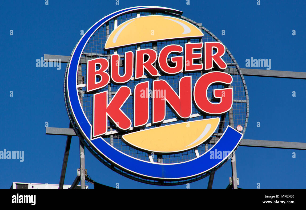 Amsterdam, Niederlande, 10. Oktober 2015: Logo Burger King auf ein Restaurant Stockfoto