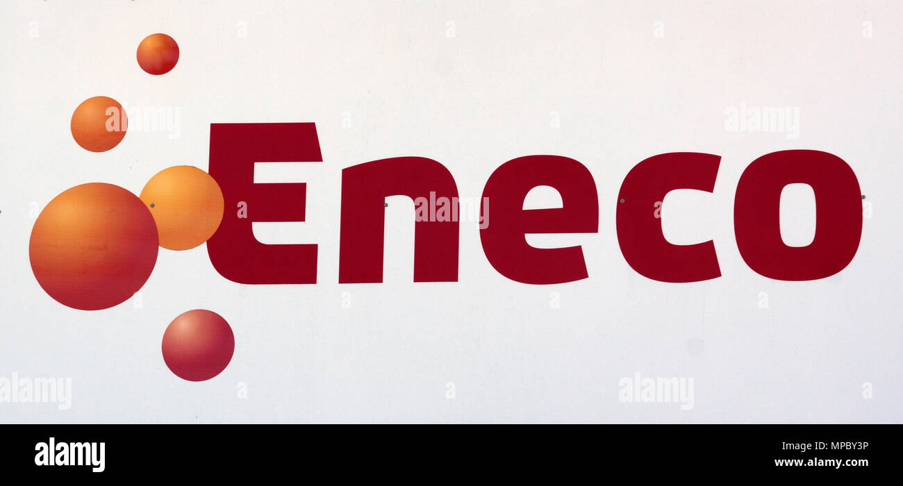 Amsterdam, Niederlande, 21. Juli 2015: Logo von Energie Eneco des Unternehmens in Amsterdam Stockfoto