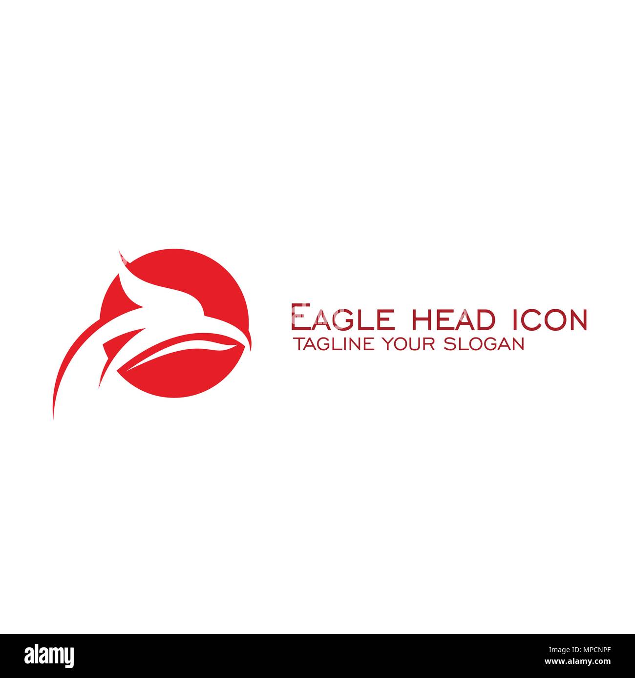 Eagle head Icon, Kreis Design mit roter Farbe. Stock Vektor