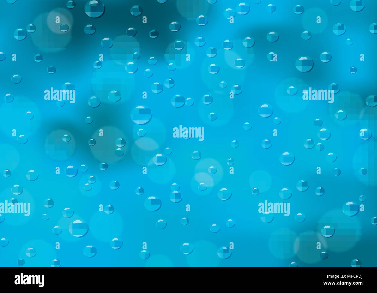 Vector Abbildung: Blaues Glas mit transparenten Tropfen Wasser nach dem Regen Stock Vektor