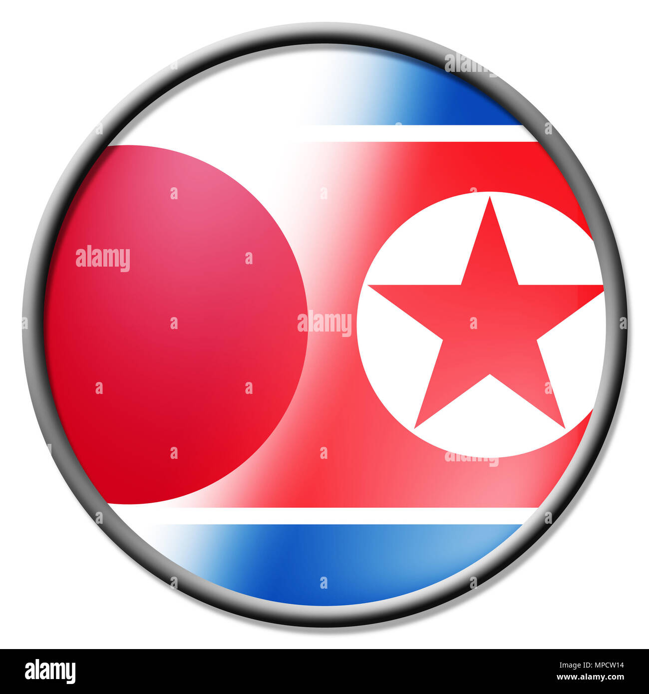 Japanische Vs Nordkorea Nordkorea Atomgesprächen 3d-Abbildung. Hoffnung, die Einheit und die Entnuklearisierung Konfrontation zwischen Ländern - Japan und Kim Jong Un Di Stockfoto