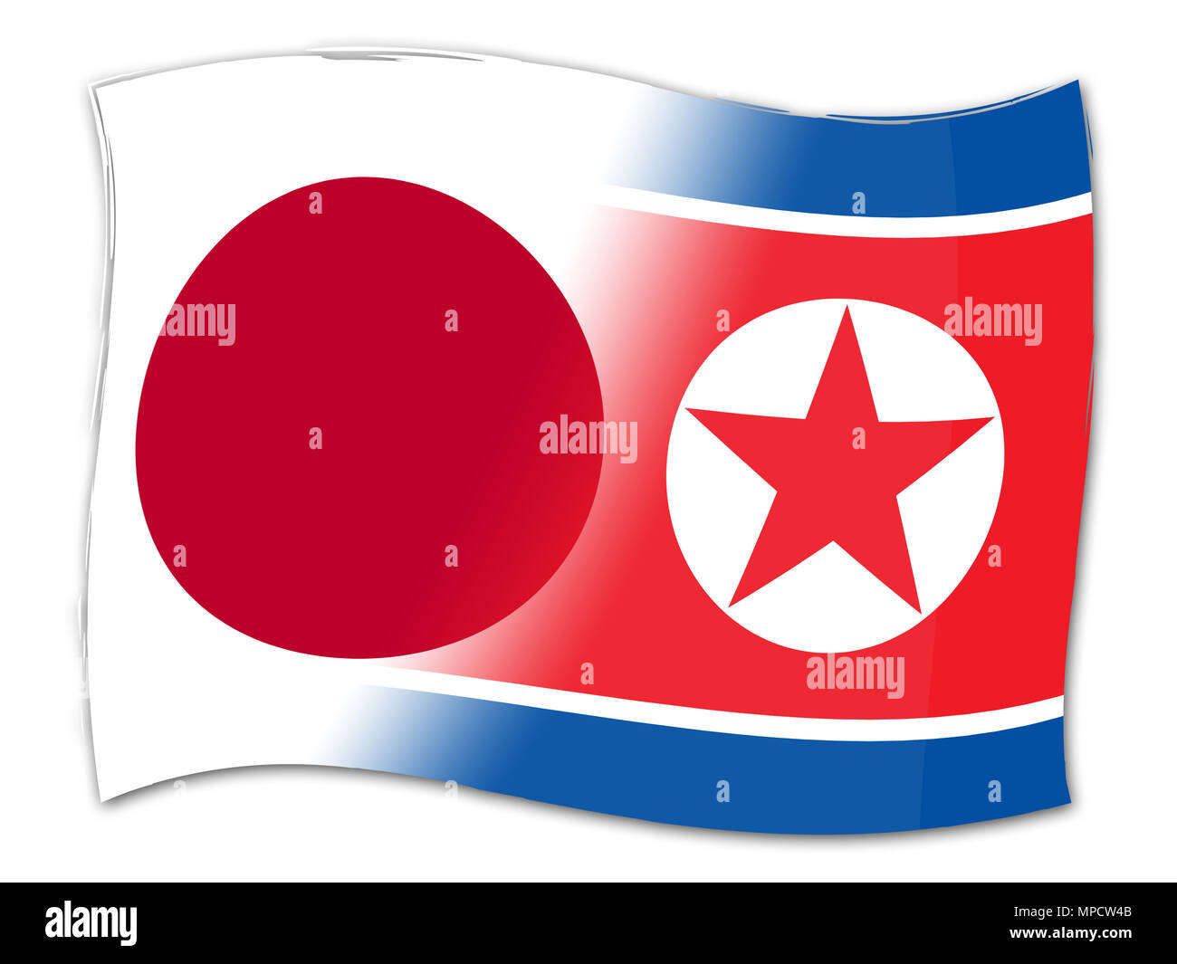 Tokio gegenüber Nordkorea Nordkorea Atomgesprächen 3 Abbildung d. Liebe Einheit und der Denuklearisierung Konfrontation zwischen Ländern - Japan und Kim Jong Un Stockfoto