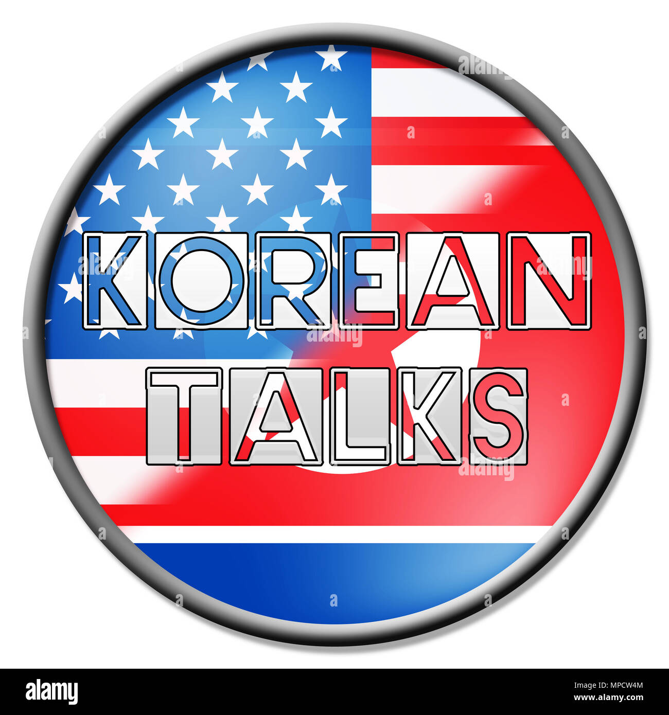 North Korea Nuclear Diplomatie mit Usa 3d-Abbildung. Gespräche und Auseinandersetzung zu Bauen im Einklang mit der Demokratischen Volksrepublik Korea oder Kim Jong Un Stockfoto