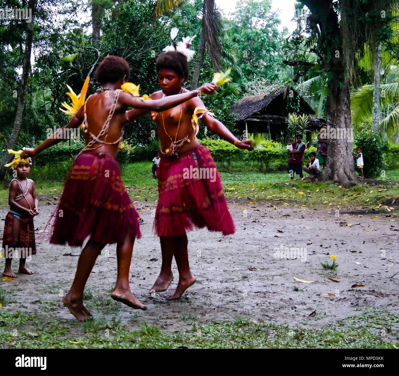Frauen von Hobe Stamm Tanz der Schmetterlinge Tanz - 25. August 2014 Amele, Madang, Papua-Neuguinea Stockfoto