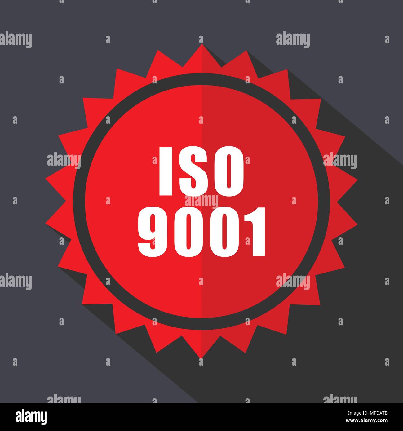 Iso 9001 Rote vektor Aufkleber flache Design Symbol Stock Vektor