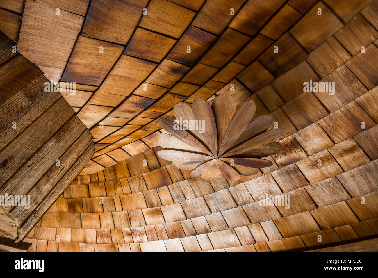 Private Sauna in Wäldern, Hornby Island, BC, Kanada. Stockfoto