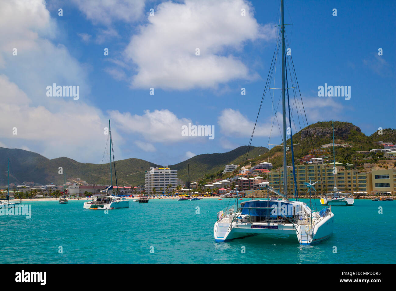 Simpson Bay in Sint Maarten, Niederländische Seite in der Karibischen Insel Stockfoto