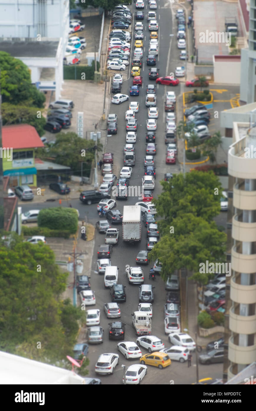 Stadtverkehr, verpackt Straße während der Rush Hour - stadtbild Antenne Stockfoto