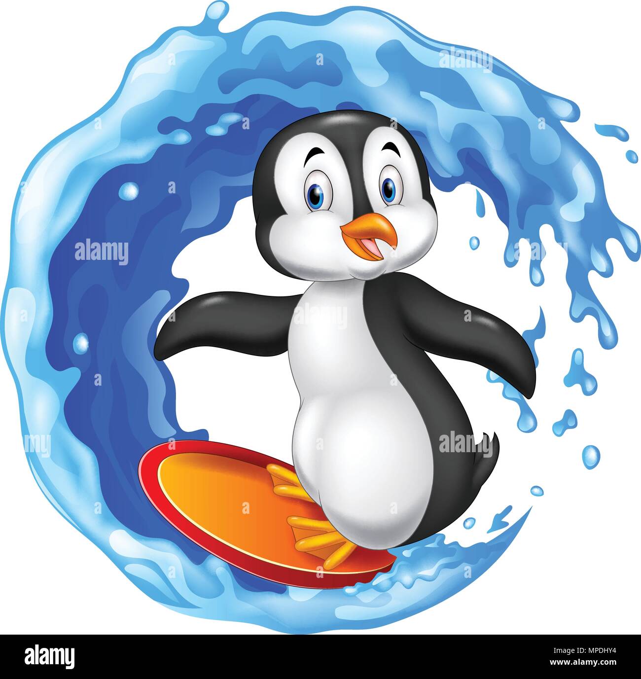Cartoon surfen Pinguin Stock Vektor