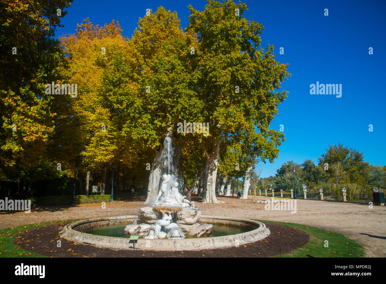 La Isla Gärten im Herbst. Aranjuez, Provinz Madrid, Spanien. Stockfoto