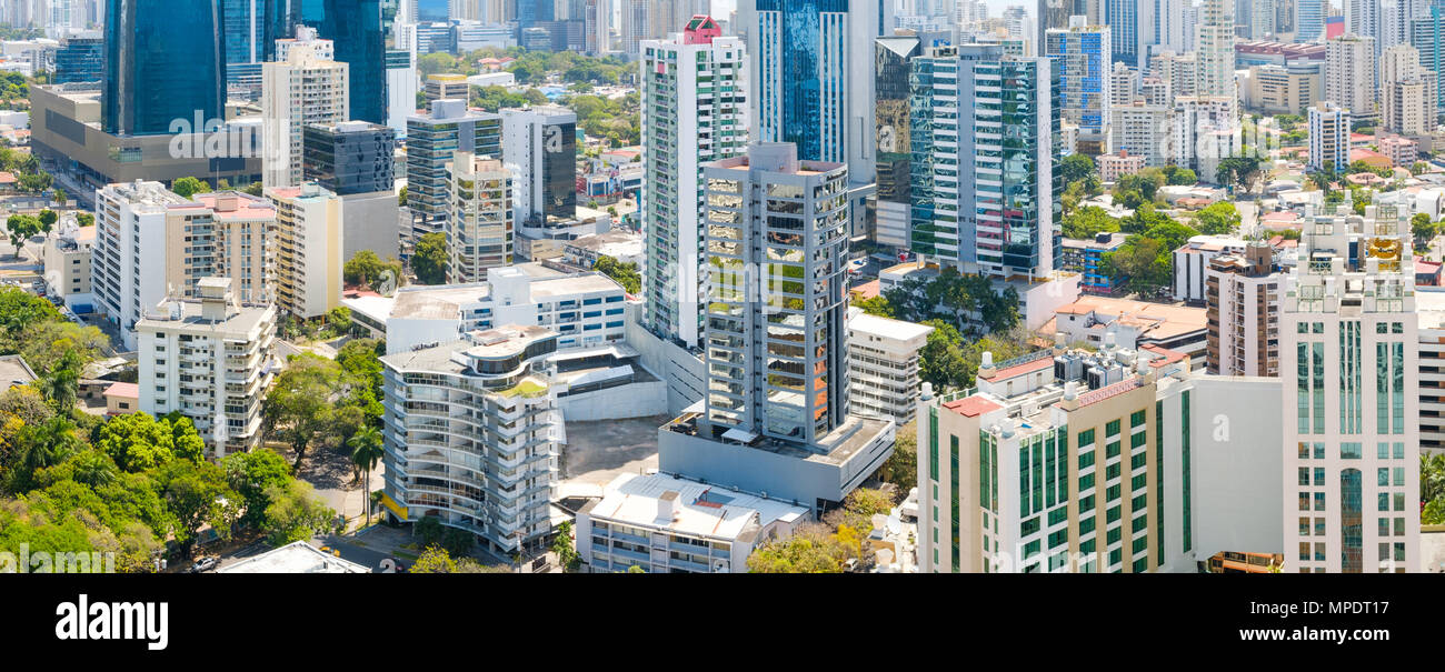 Die Skyline der Stadt, moderne Skyline von Panama City - Luftaufnahme von Hochhaus Gebäude Stockfoto