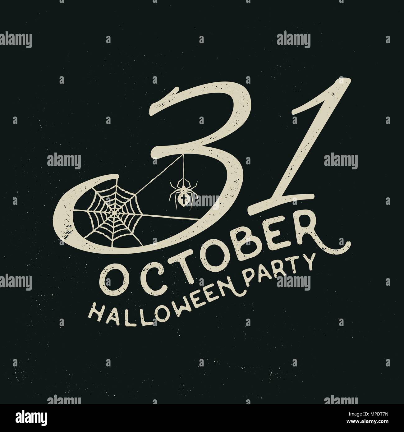 31. Oktober Halloween Party Konzept. Vektor Halloween retro Abzeichen. Konzept für Hemd oder Logo, Print, Stempel. Spinne und Web. Typografie Design - Lager ve Stock Vektor