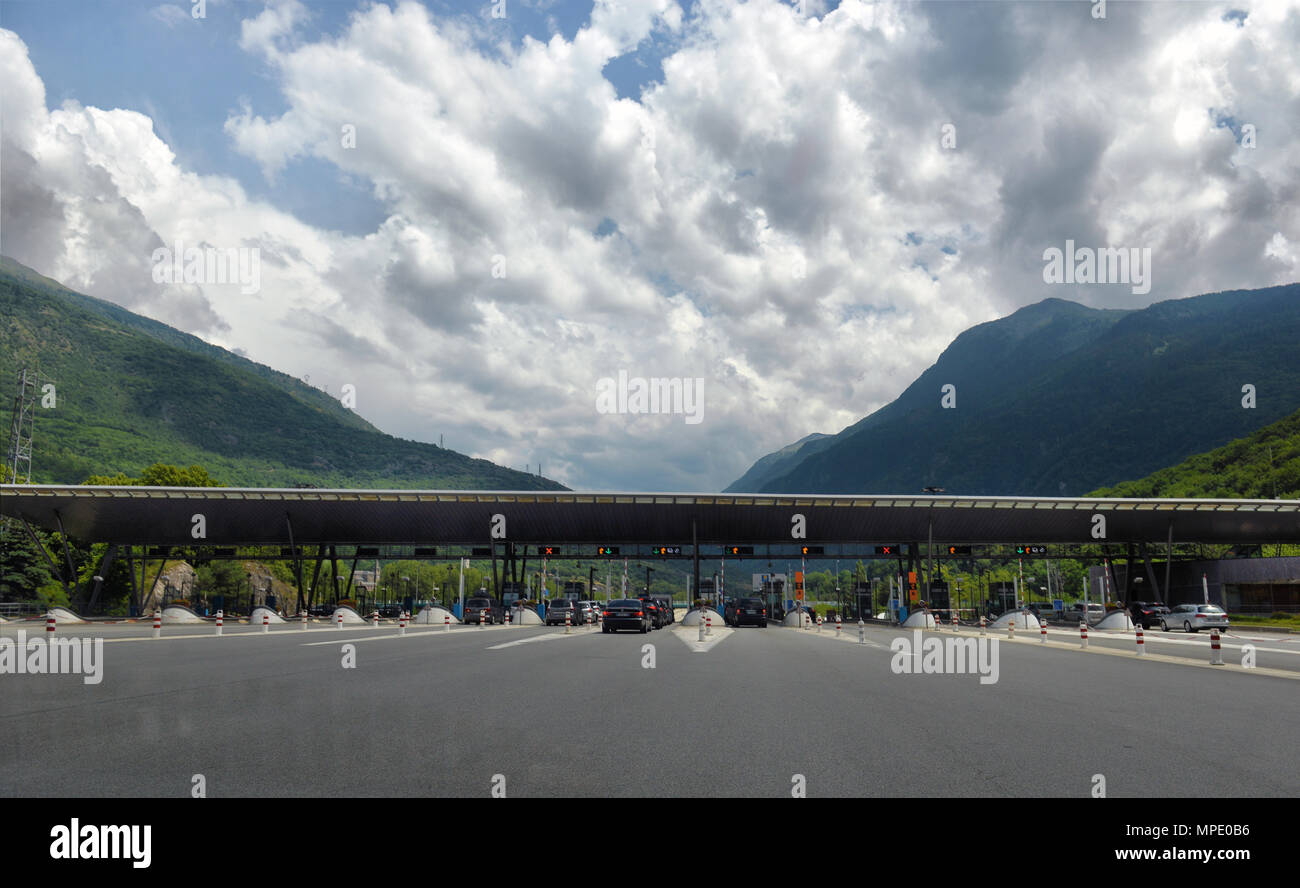 Frankreich, 23 YULY, 2016, Checkpoint auf der Autobahn Maut, Frankreich, 23 YULY, 2016 Stockfoto